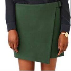 ✅ KATE SPADE SATURDAY GREEN WOOL BLEND MINI SKIRT WITH SIDE BUCKLE SIZE 0